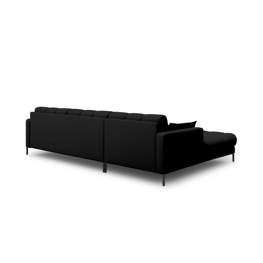 Mamaia 4-Sitzer Ecksofa, Linke Seite, Metallbeine Schwarz, mit Bezug aus Strukturierter Stoff (Nev100) in Schwarz, 293x185 cm – Bild 5