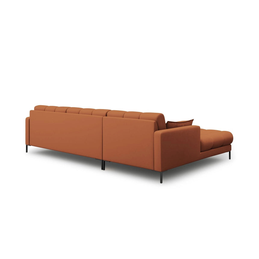 Mamaia 4-Sitzer Ecksofa, Linke Seite, Metallbeine Schwarz, mit Bezug aus Strukturierter Stoff (Nev52) in Ziegel, 293x185 cm – Bild 5