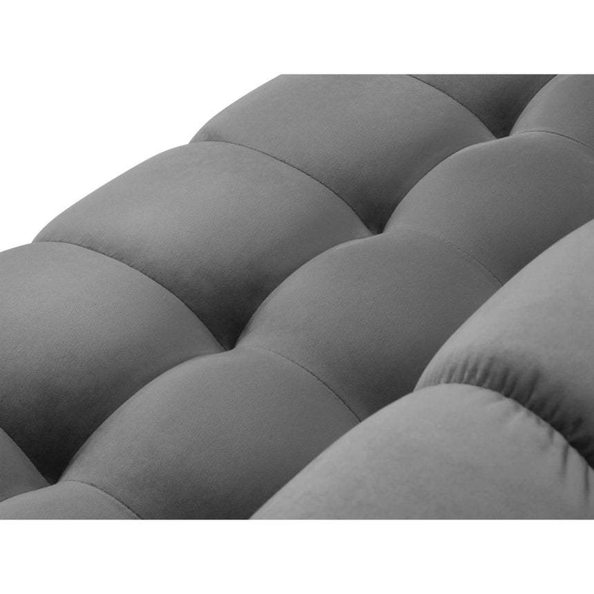 Mamaia 4-Sitzer Ecksofa, Rechte Seite, Beine Goldmetall, mit Bezug aus Samt (Blu13) in Hellgrau, 293x185 cm – Bild 8