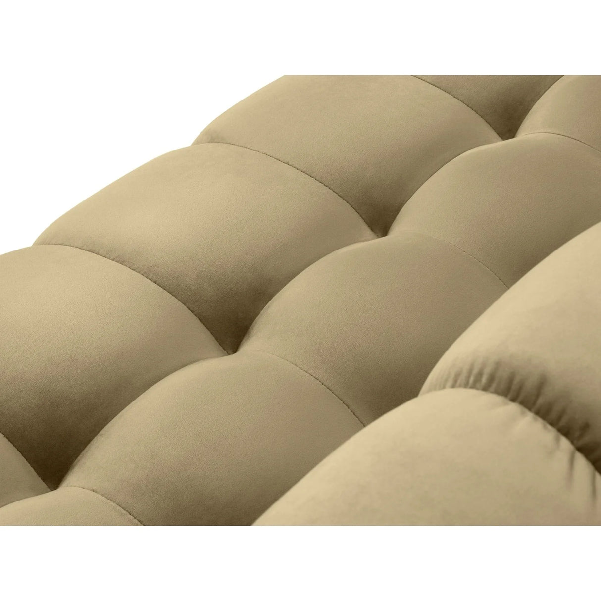 Mamaia 4-Sitzer Ecksofa, Rechte Seite, Beine Goldmetall, mit Bezug aus Samt (Blu28) in Beige, 293x185 cm – Bild 8