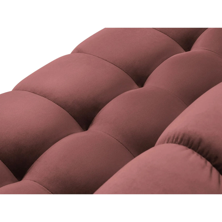 Mamaia 4-Sitzer Ecksofa, Rechte Seite, Beine Goldmetall, mit Bezug aus Samt (Blu52) in Rosa, 293x185 cm – Bild 8