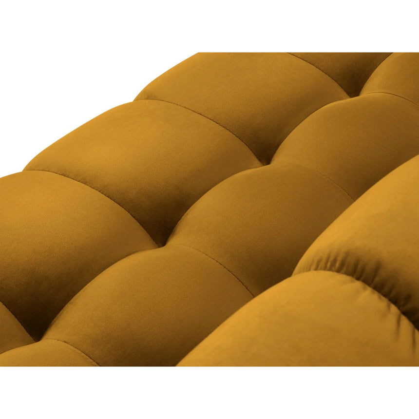 Mamaia 4-Sitzer Ecksofa, Rechte Seite, Beine Goldmetall, mit Bezug aus Samt (Blu68) in Gelb, 293x185 cm – Bild 8