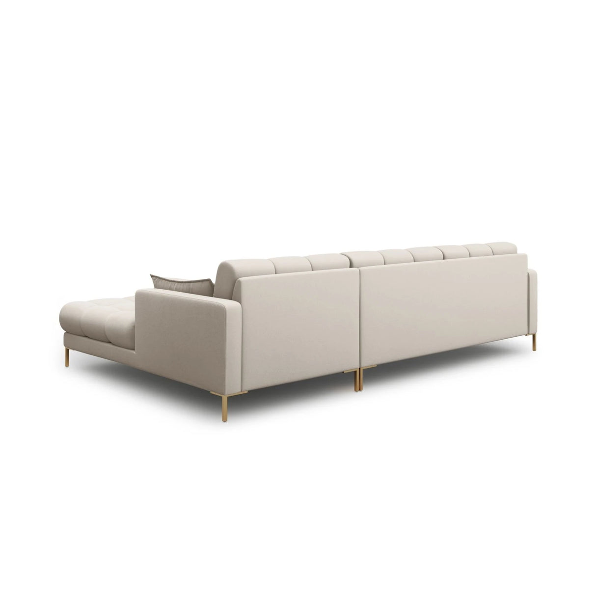 Mamaia 4-Sitzer Ecksofa, Rechte Seite, Beine Goldmetall, mit Bezug aus Strukturierter Stoff (Nev04) in Beige, 293x185 cm – Bild 5