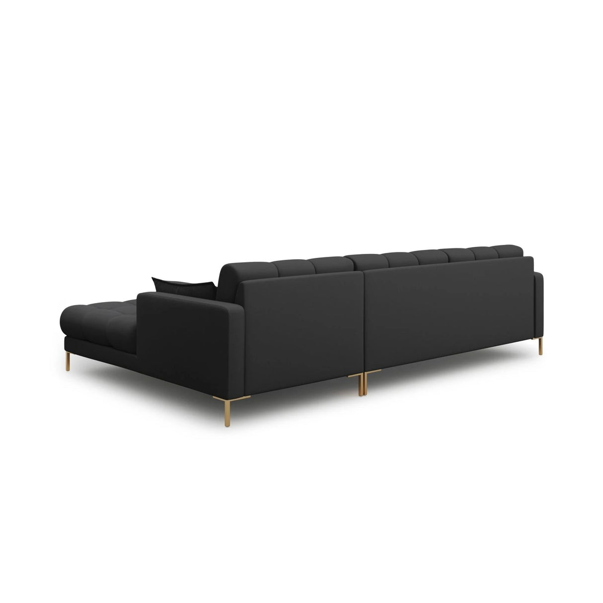 Mamaia 4-Sitzer Ecksofa, Rechte Seite, Beine Goldmetall, mit Bezug aus Strukturierter Stoff (Nev97) in Dunkelgrau, 293x185 cm – Bild 5