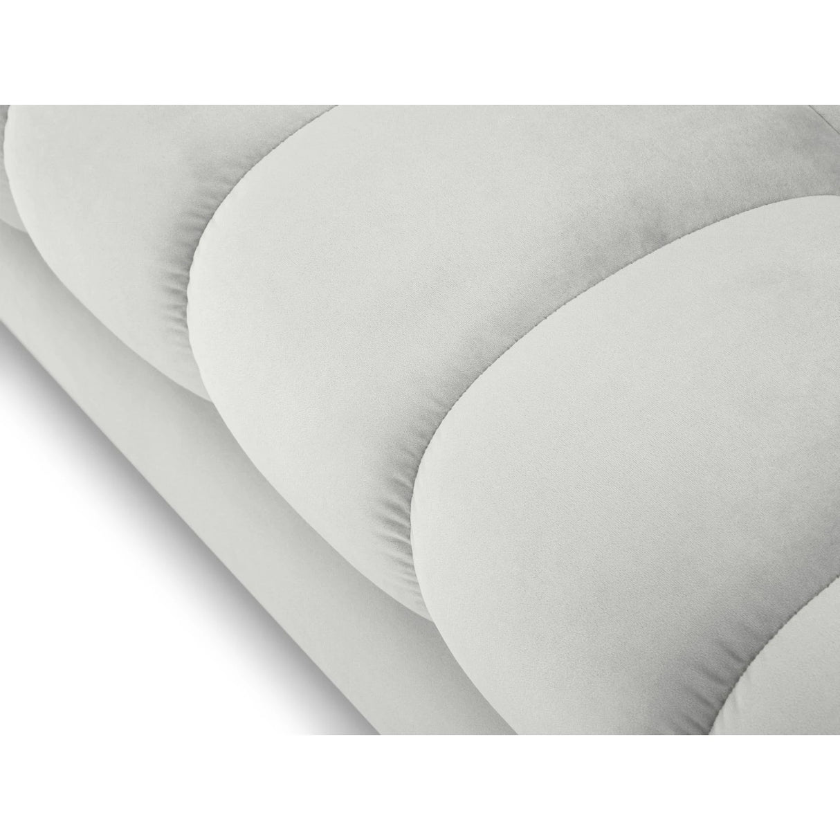 Mamaia 4-Sitzer Ecksofa, Rechte Seite, Metallbeine Schwarz, mit Bezug aus Samt (Blu03) in Silber, 293x185 cm – Bild 6