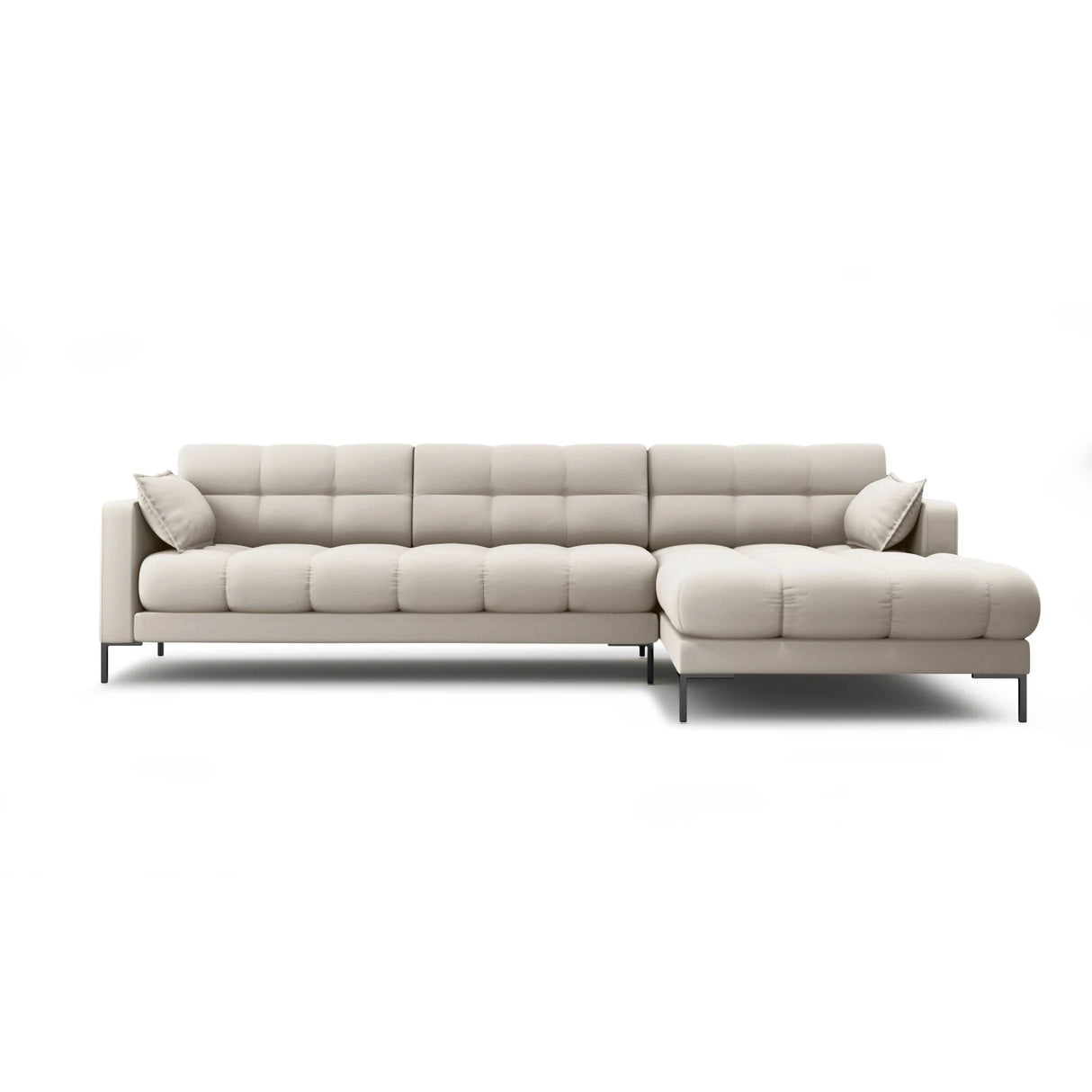 Mamaia 4-Sitzer Ecksofa, Rechte Seite, Metallbeine Schwarz, mit Bezug aus Strukturierter Stoff (Nev04) in Beige, 293x185 cm – Bild 1