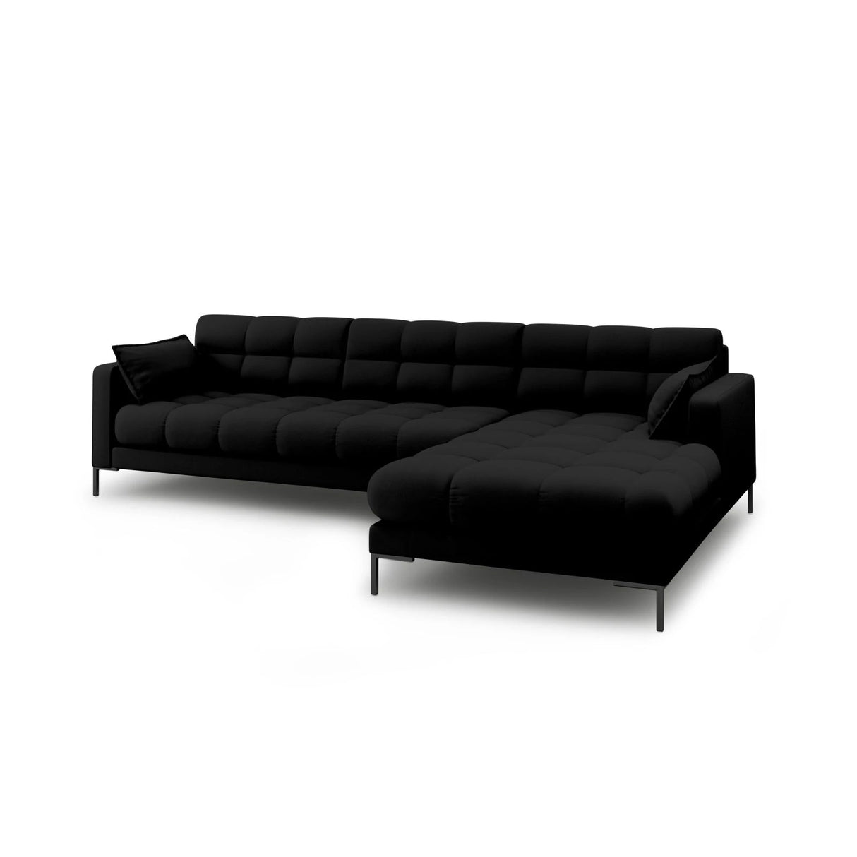 Mamaia 4-Sitzer Ecksofa, Rechte Seite, Metallbeine Schwarz, mit Bezug aus Strukturierter Stoff (Nev100) in Schwarz, 293x185 cm – Bild 4