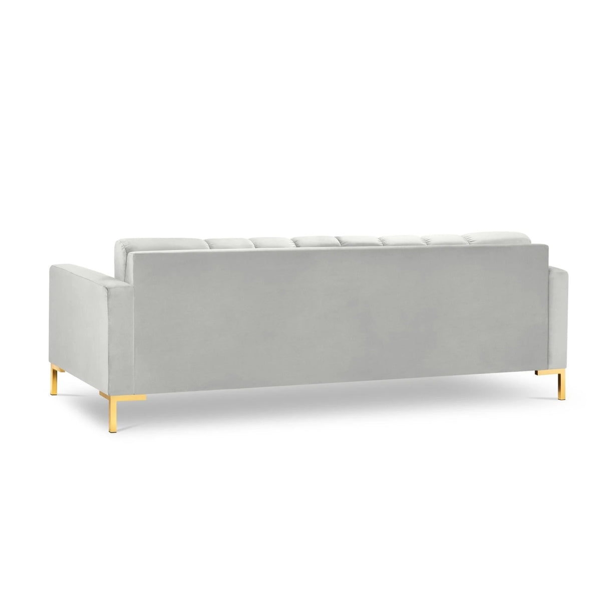 Mamaia 4-Sitzer Sofa, Beine Goldmetall, mit Bezug aus Samt (Blu03) in Silber, 217x96 cm – Bild 5