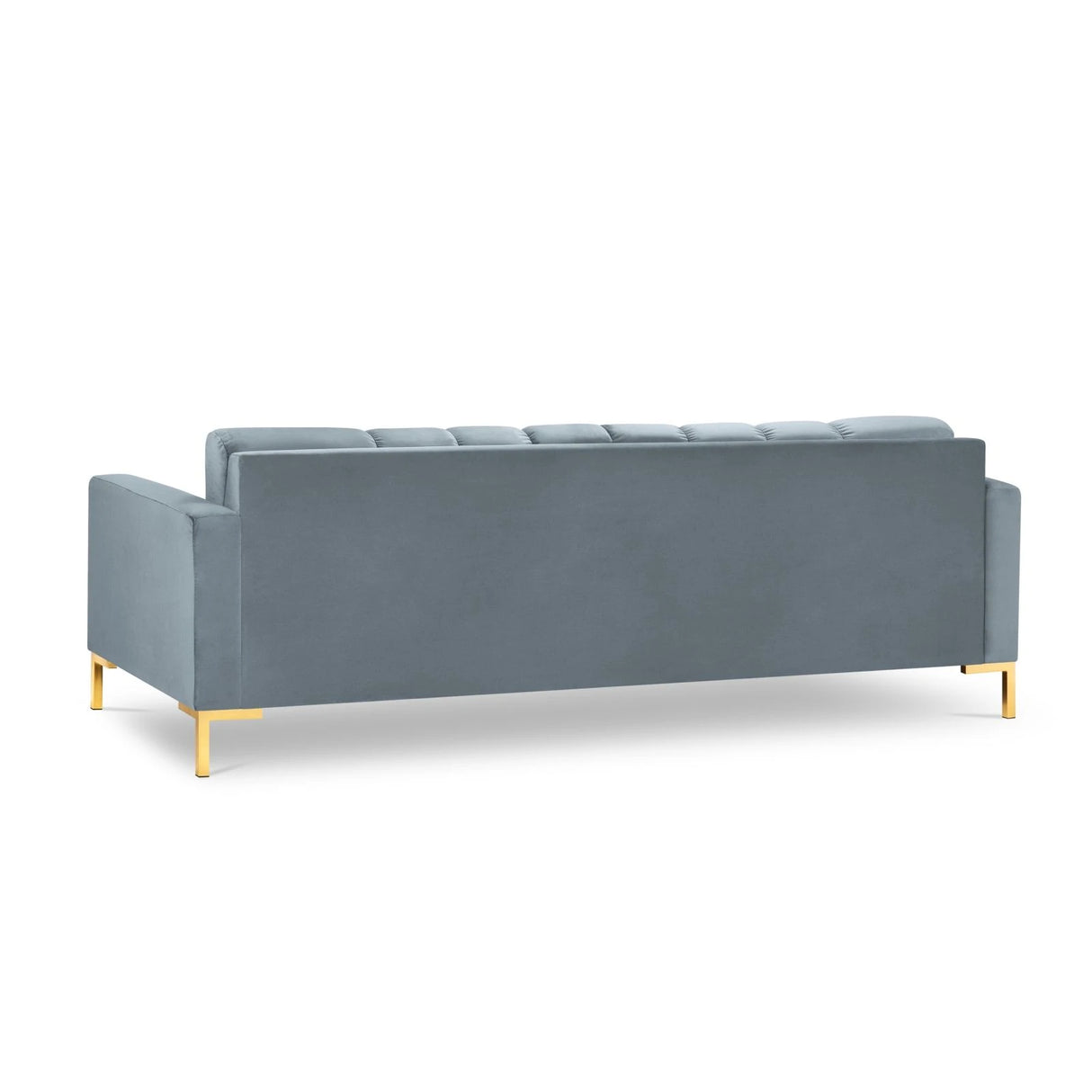 Mamaia 4-Sitzer Sofa, Beine Goldmetall, mit Bezug aus Samt (Blu06) in Hellblau, 217x96 cm – Bild 5