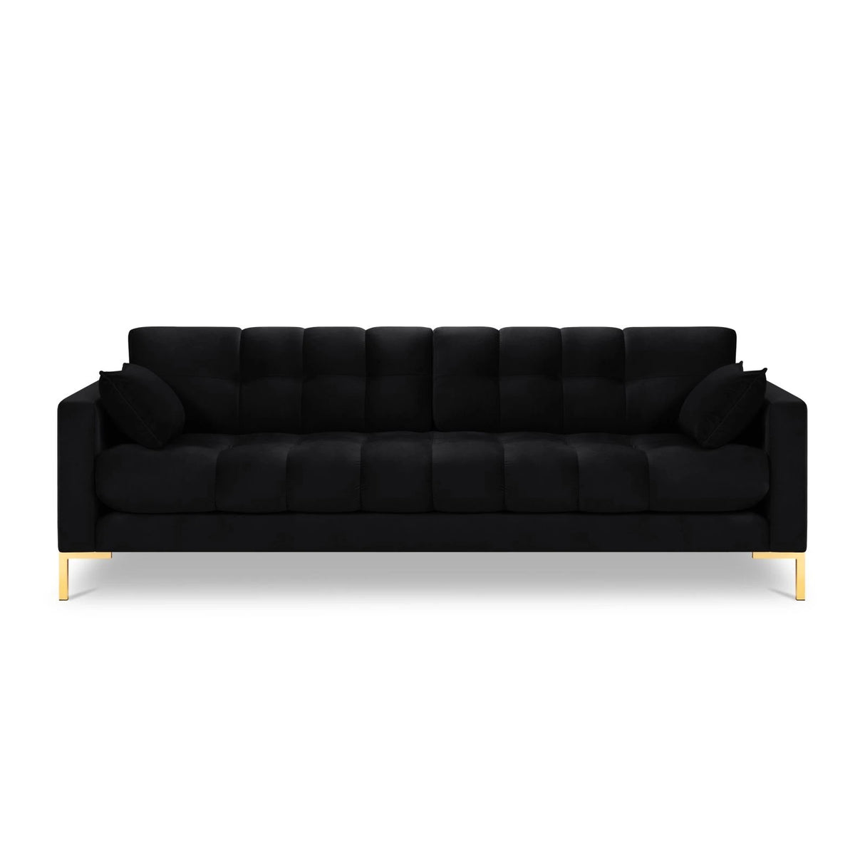 Mamaia 4-Sitzer Sofa, Beine Goldmetall, mit Bezug aus Samt (Blu19) in Schwarz, 217x96 cm – Bild 4