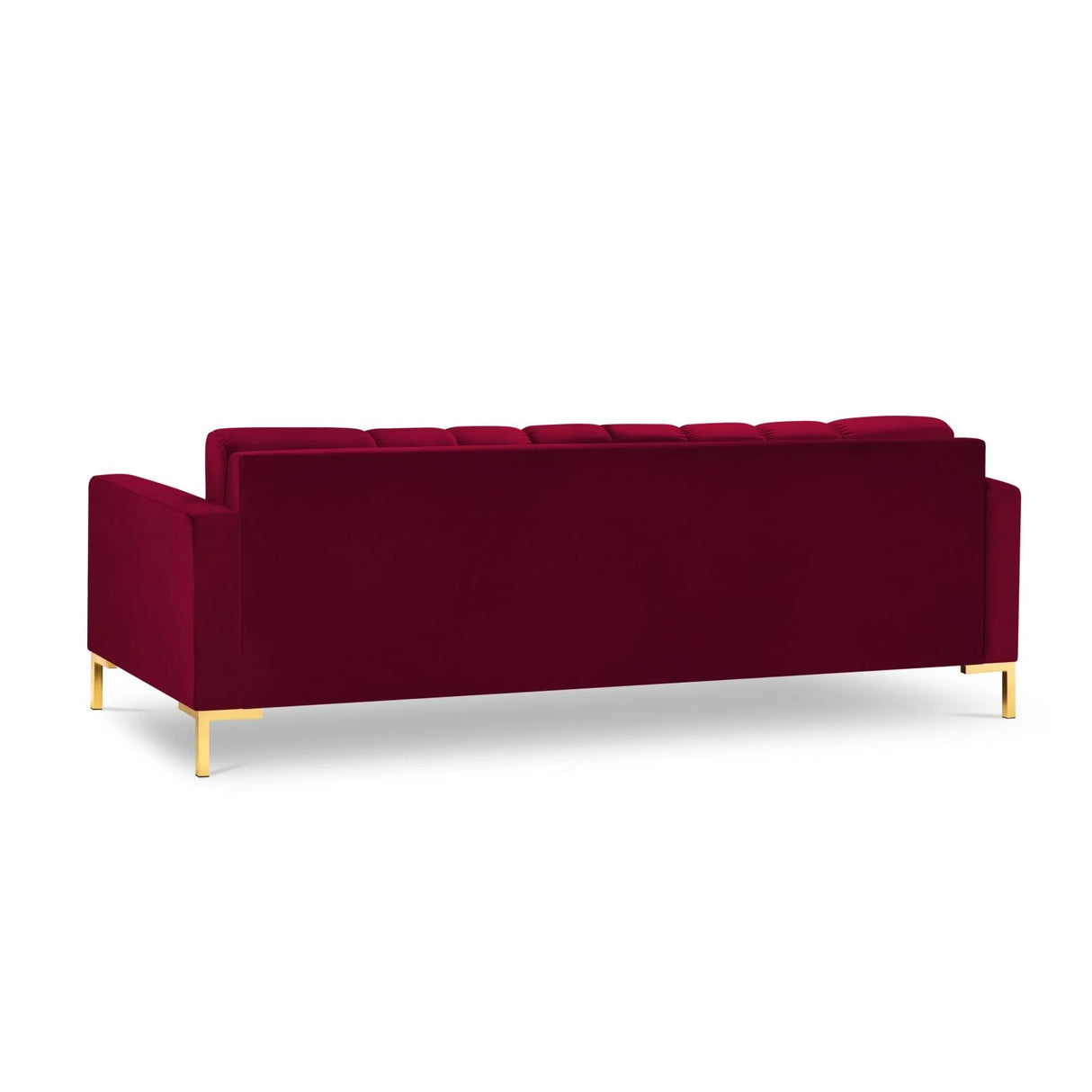 Mamaia 4-Sitzer Sofa, Beine Goldmetall, mit Bezug aus Samt (Blu59) in Rot, 217x96 cm – Bild 5