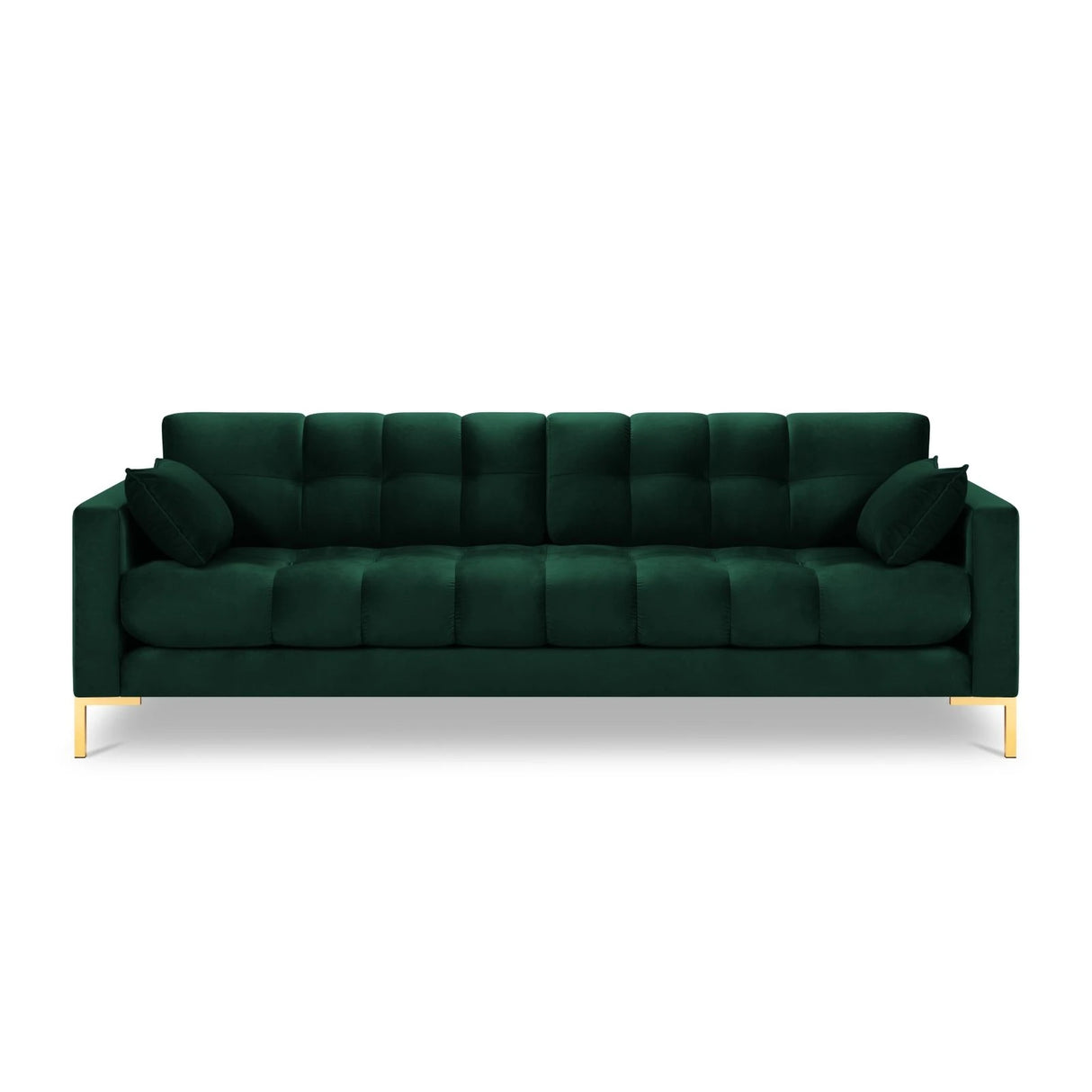 Mamaia 4-Sitzer Sofa, Beine Goldmetall, mit Bezug aus Samt (Blu78) in Flaschengrün, 217x96 cm – Bild 4
