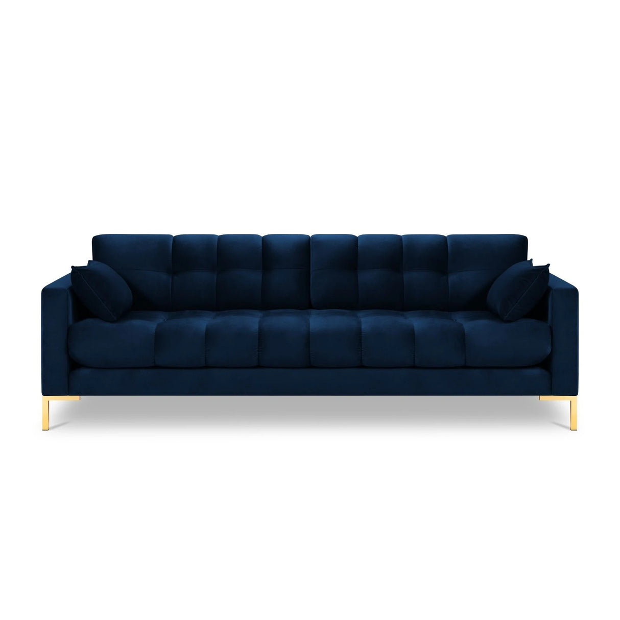 Mamaia 4-Sitzer Sofa, Beine Goldmetall, mit Bezug aus Samt (Blu86) in Königsblau, 217x96 cm – Bild 4