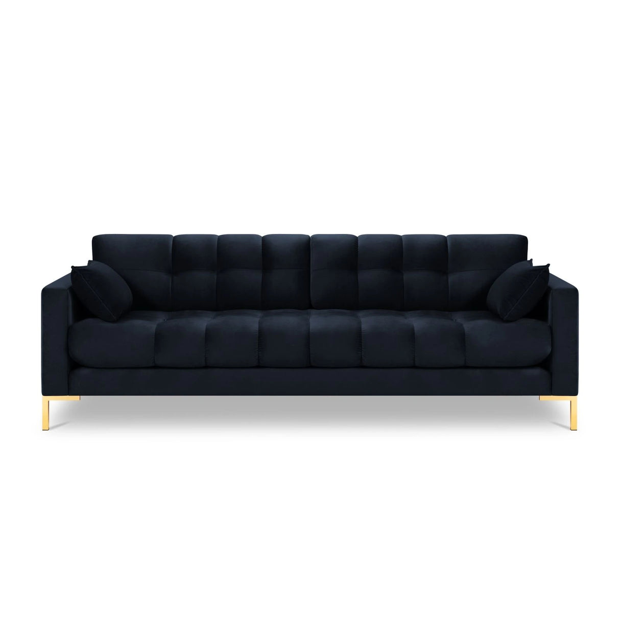 Mamaia 4-Sitzer Sofa, Beine Goldmetall, mit Bezug aus Samt (Blu89) in Dunkelblau, 217x96 cm – Bild 4