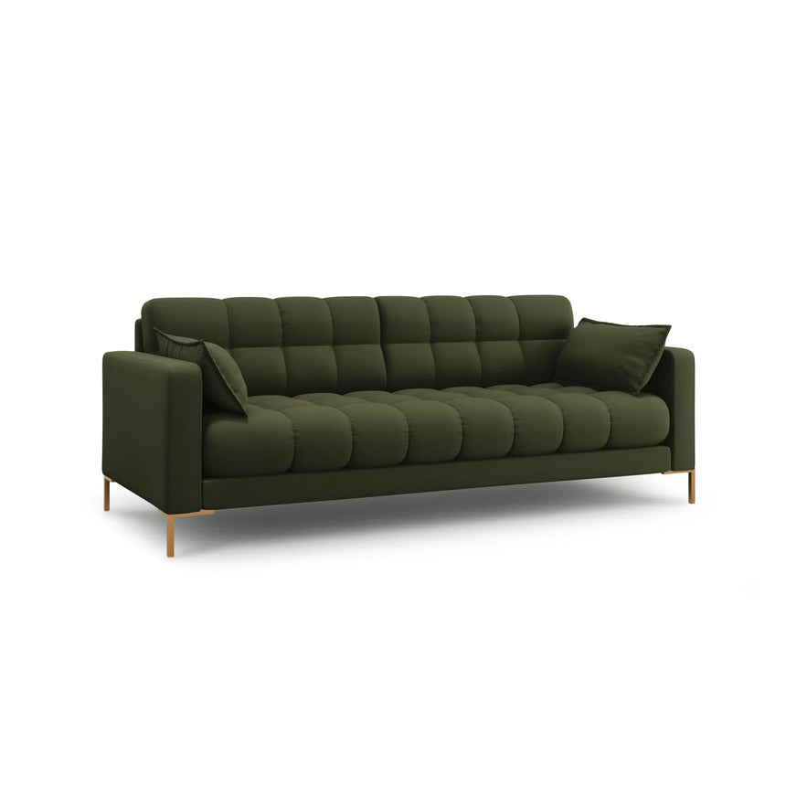 Mamaia 4-Sitzer Sofa, Beine Goldmetall, mit Bezug aus Strukturierter Stoff (Nev39) in Grün, 217x96 cm – Bild 3