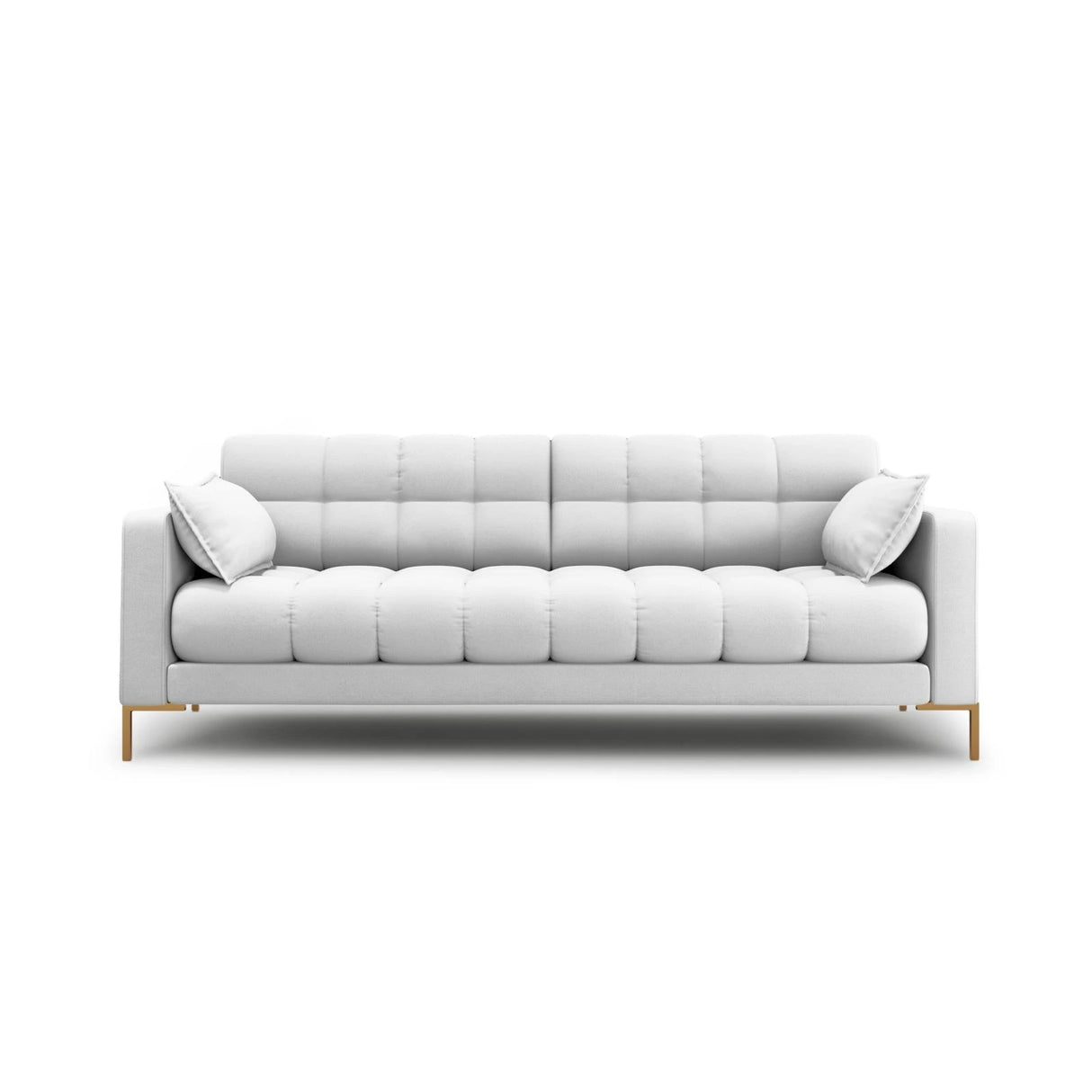 Mamaia 4-Sitzer Sofa, Beine Goldmetall, mit Bezug aus Strukturierter Stoff (Nev80) in Hellgrau, 217x96 cm – Bild 1