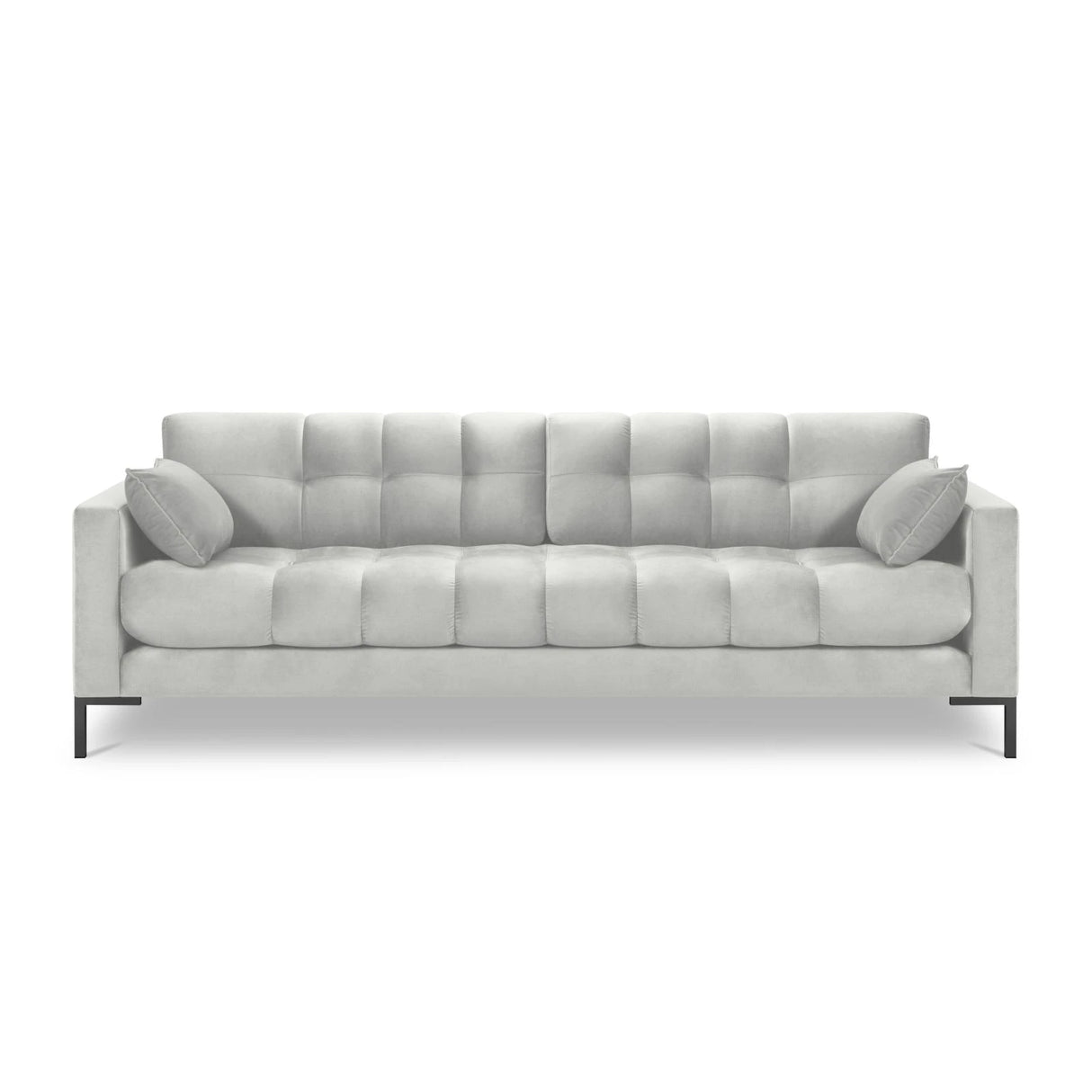 Mamaia 4-Sitzer Sofa, Metallbeine Schwarz, mit Bezug aus Samt (Blu03) in Silber, 217x96 cm – Bild 4