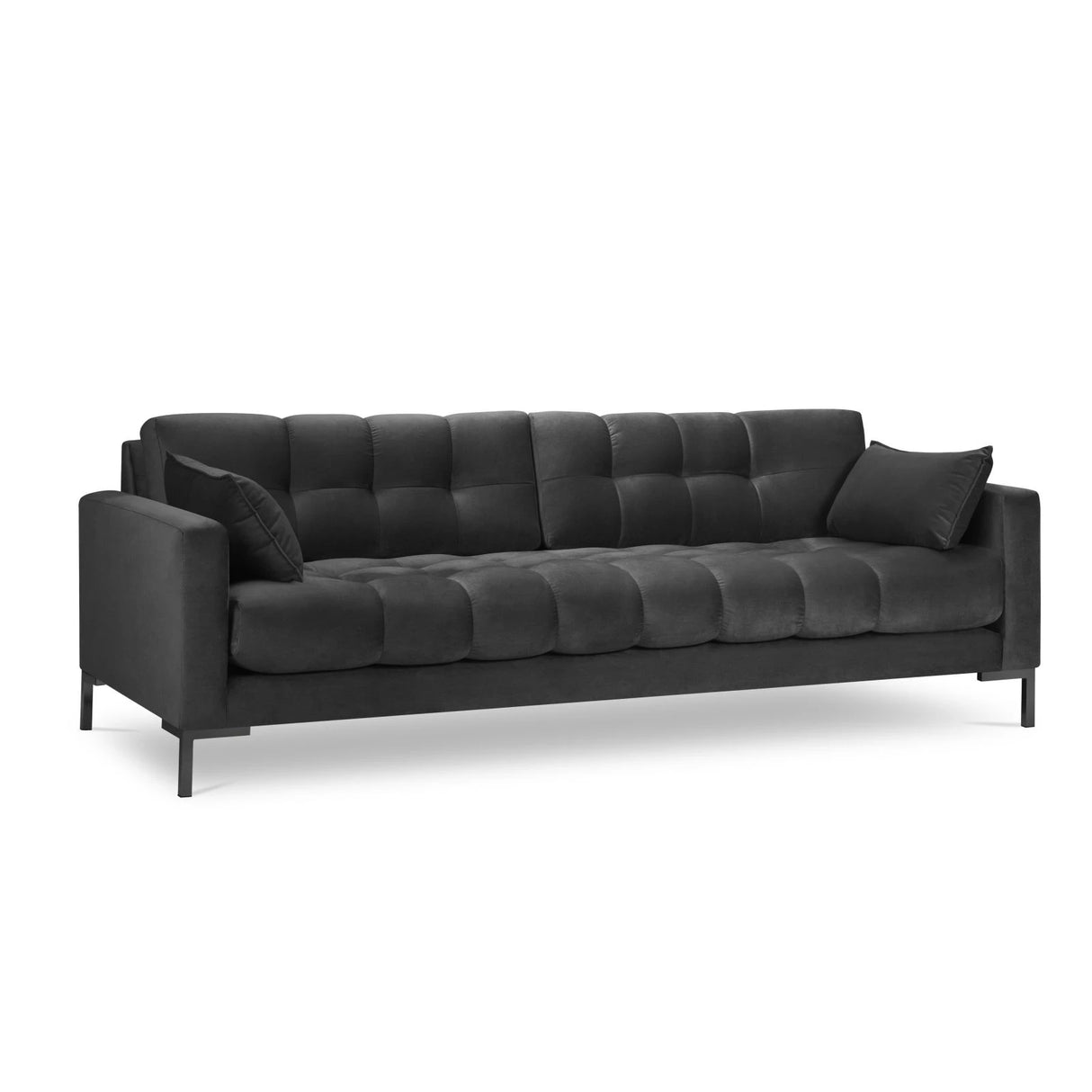 Mamaia 4-Sitzer Sofa, Metallbeine Schwarz, mit Bezug aus Samt (Blu18) in Dunkelgrau, 217x96 cm – Bild 1