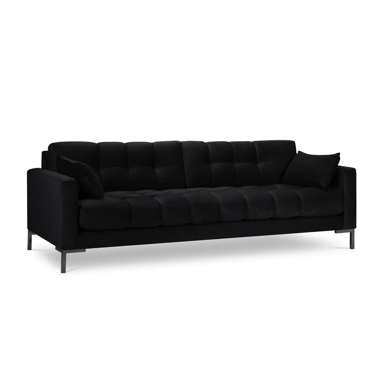 Mamaia 4-Sitzer Sofa, Metallbeine Schwarz, mit Bezug aus Samt (Blu19) in Schwarz, 217x96 cm – Bild 1