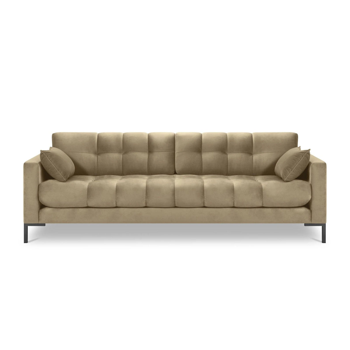 Mamaia 4-Sitzer Sofa, Metallbeine Schwarz, mit Bezug aus Samt (Blu28) in Beige, 217x96 cm – Bild 4