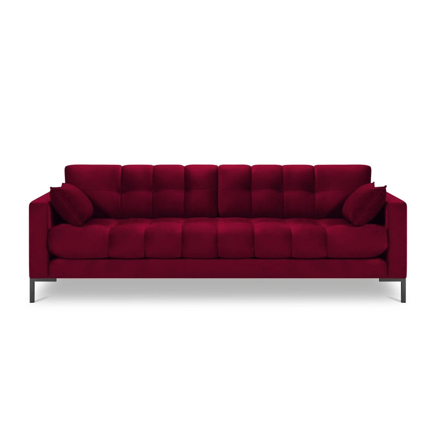 Mamaia 4-Sitzer Sofa, Metallbeine Schwarz, mit Bezug aus Samt (Blu59) in Rot, 217x96 cm – Bild 4