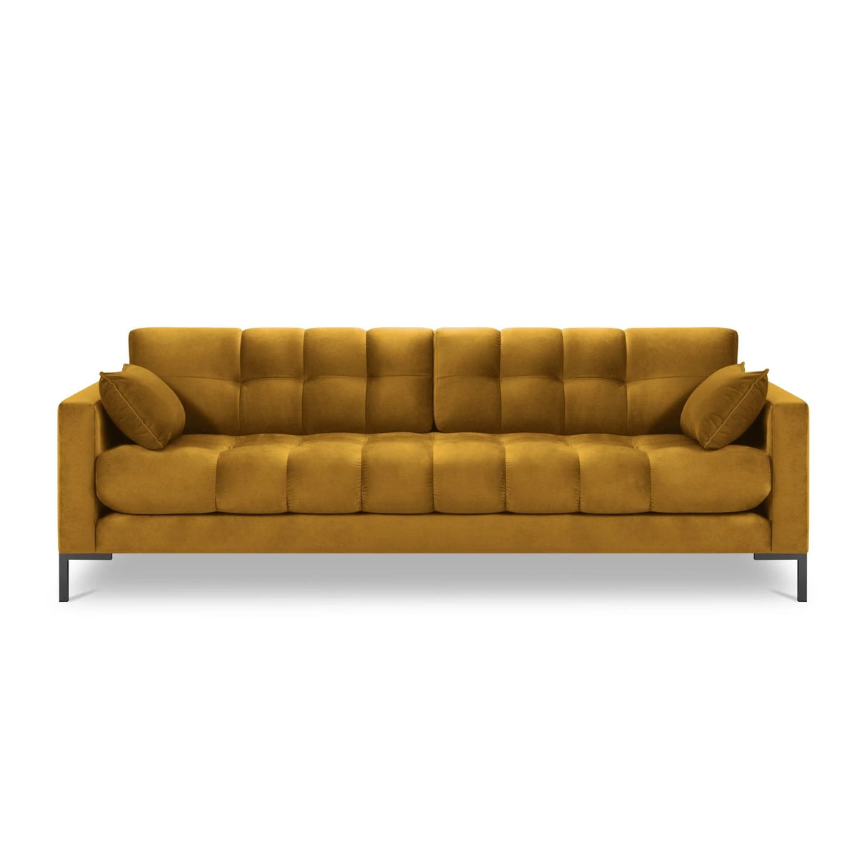 Mamaia 4-Sitzer Sofa, Metallbeine Schwarz, mit Bezug aus Samt (Blu68) in Gelb, 217x96 cm – Bild 4