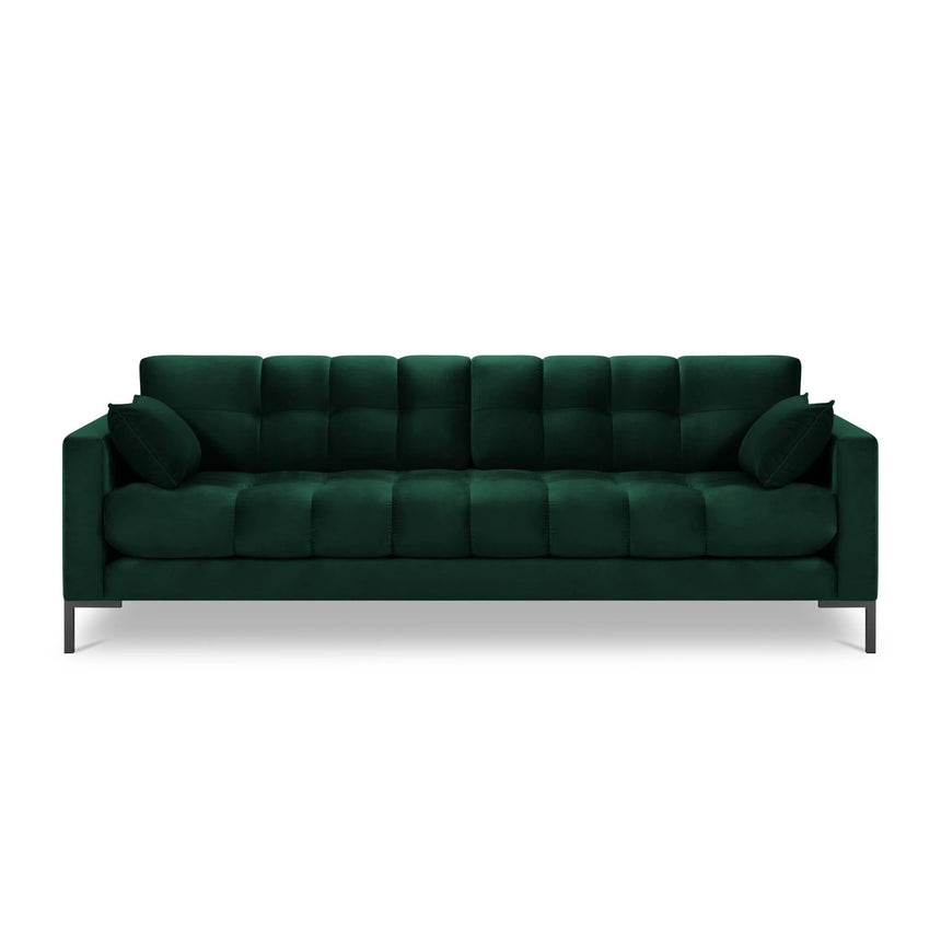 Mamaia 4-Sitzer Sofa, Metallbeine Schwarz, mit Bezug aus Samt (Blu78) in Flaschengrün, 217x96 cm – Bild 4
