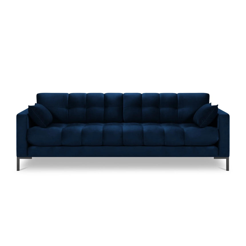 Mamaia 4-Sitzer Sofa, Metallbeine Schwarz, mit Bezug aus Samt (Blu86) in Königsblau, 217x96 cm – Bild 4
