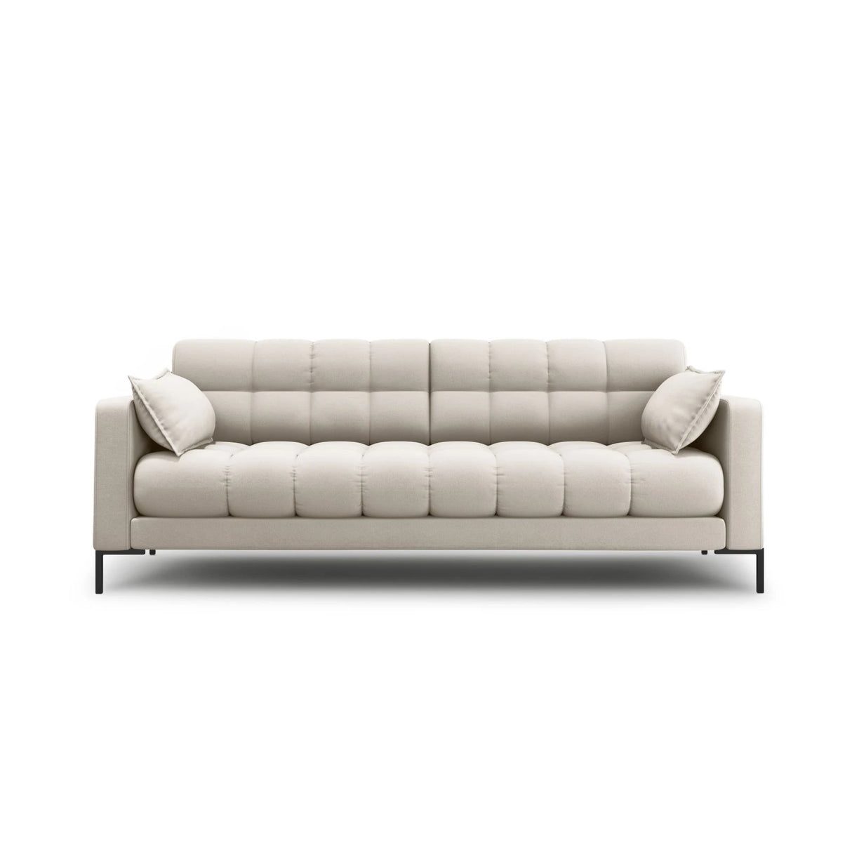Mamaia 4-Sitzer Sofa, Metallbeine Schwarz, mit Bezug aus Strukturierter Stoff (Nev04) in Beige, 217x96 cm – Bild 1