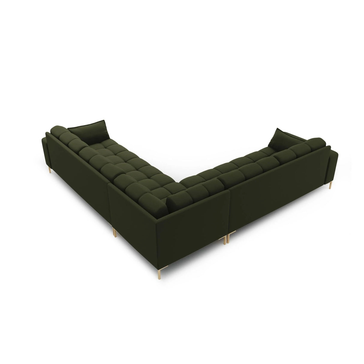 Mamaia 5-Sitzer Ecksofa symmetrisch, Beine Goldmetall, mit Bezug aus Strukturierter Stoff (Nev39) in Grün, 256x256 cm – Bild 4