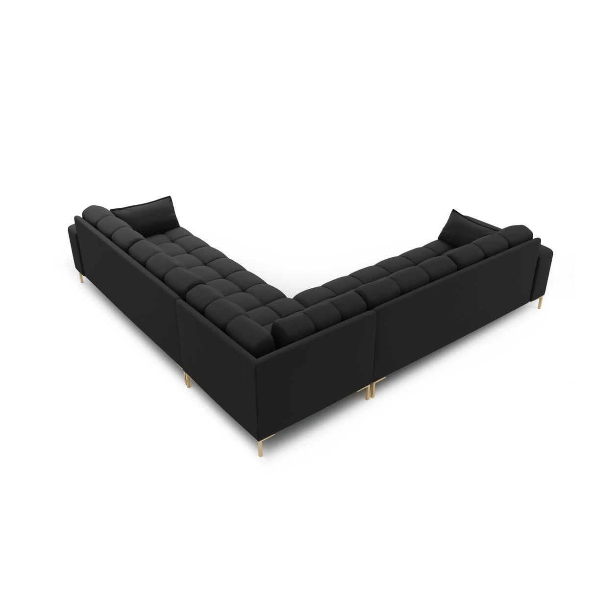 Mamaia 5-Sitzer Ecksofa symmetrisch, Beine Goldmetall, mit Bezug aus Strukturierter Stoff (Nev97) in Dunkelgrau, 256x256 cm – Bild 4