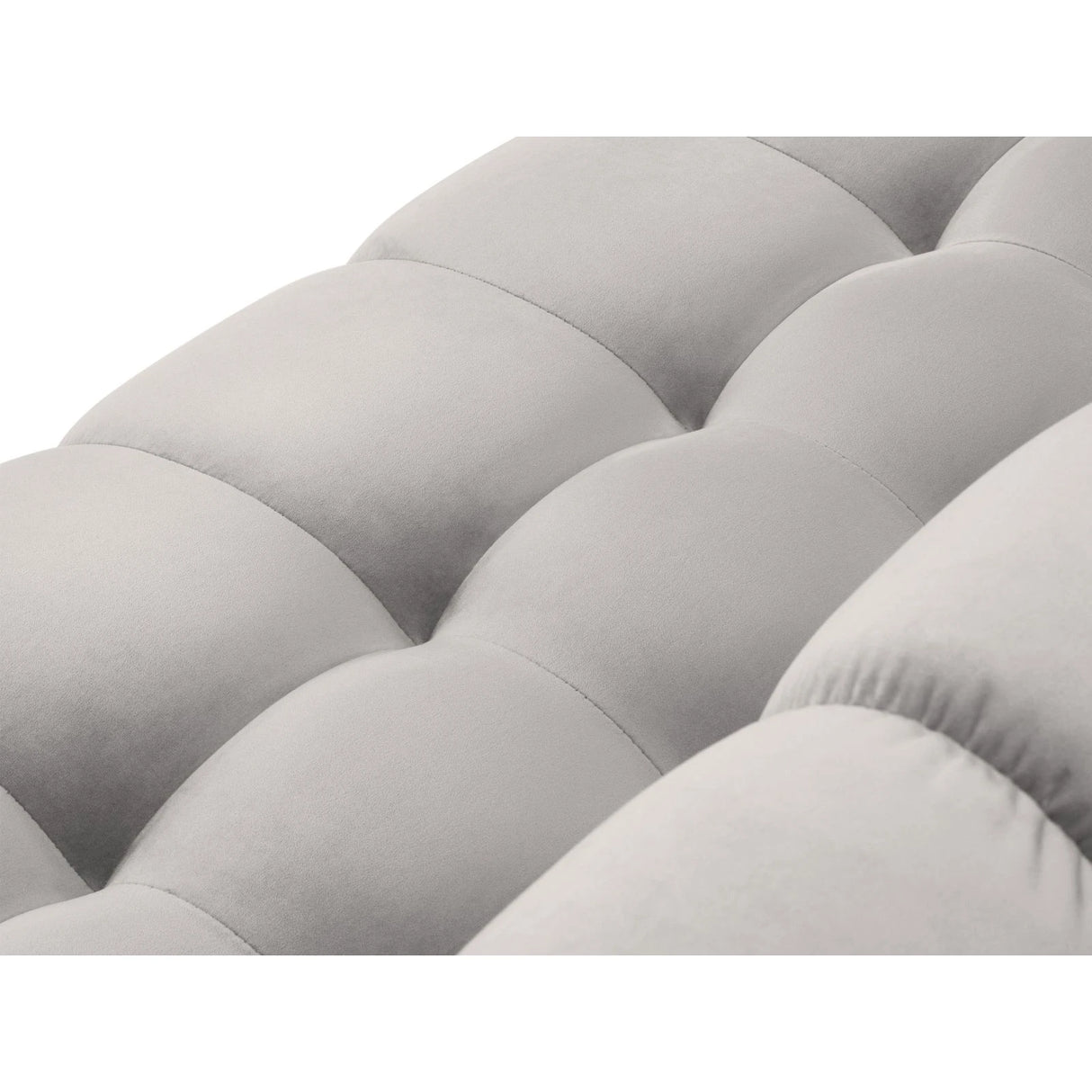 Mamaia 5-Sitzer Ecksofa symmetrisch, Metallbeine Schwarz, mit Bezug aus Samt (Blu03) in Silber, 256x256 cm – Bild 7