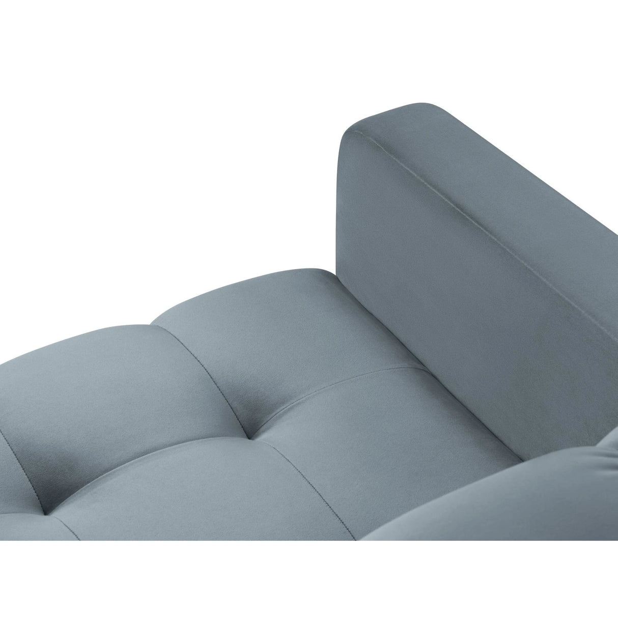 Mamaia 5-Sitzer Ecksofa symmetrisch, Metallbeine Schwarz, mit Bezug aus Samt (Blu06) in Hellblau, 256x256 cm – Bild 6