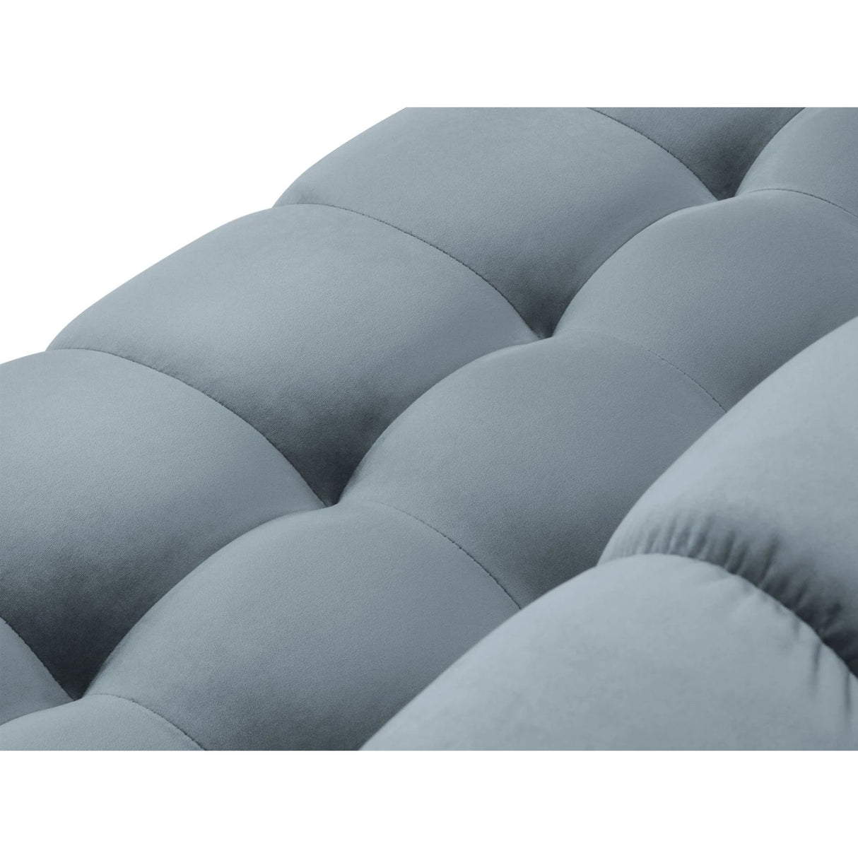 Mamaia 5-Sitzer Ecksofa symmetrisch, Metallbeine Schwarz, mit Bezug aus Samt (Blu06) in Hellblau, 256x256 cm – Bild 7