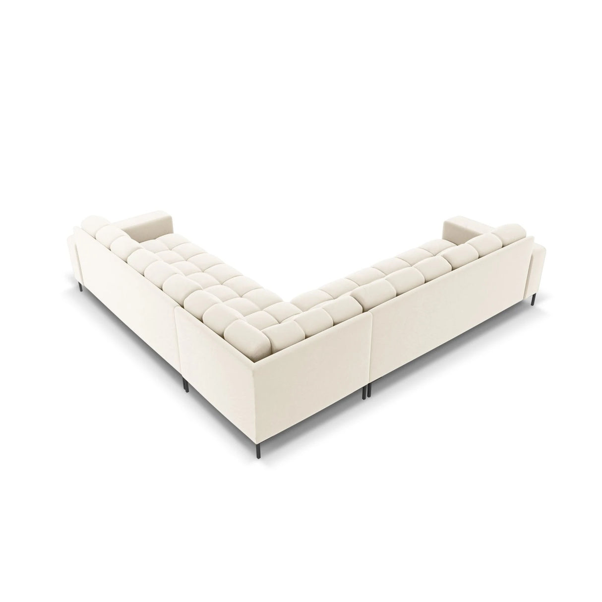 Mamaia 5-Sitzer Ecksofa symmetrisch, Metallbeine Schwarz, mit Bezug aus Samt (Blu22) in Leichtes Beige, 256x256 cm – Bild 5