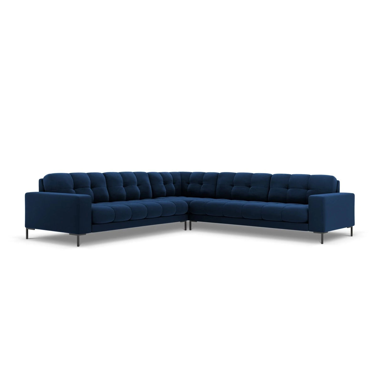 Mamaia 5-Sitzer Ecksofa symmetrisch, Metallbeine Schwarz, mit Bezug aus Samt (Blu86) in Königsblau, 256x256 cm – Bild 1