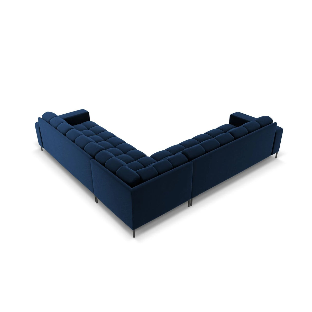 Mamaia 5-Sitzer Ecksofa symmetrisch, Metallbeine Schwarz, mit Bezug aus Samt (Blu86) in Königsblau, 256x256 cm – Bild 5