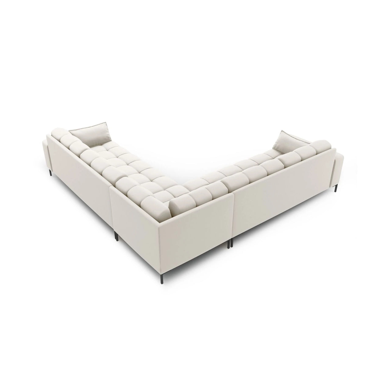 Mamaia 5-Sitzer Ecksofa symmetrisch, Metallbeine Schwarz, mit Bezug aus Samt oder Strukturstoff, 256x256 cm – Bild 4