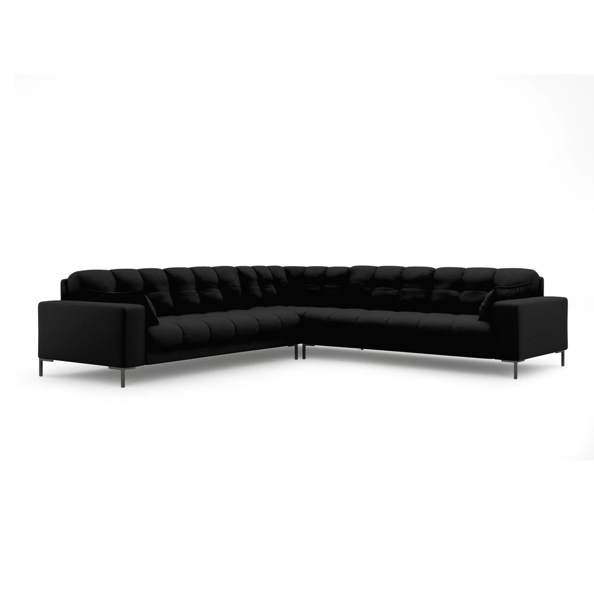 Mamaia 5-Sitzer Ecksofa symmetrisch, Metallbeine Schwarz, mit Bezug aus Strukturierter Stoff (Nev100) in Schwarz, 256x256 cm – Bild 1