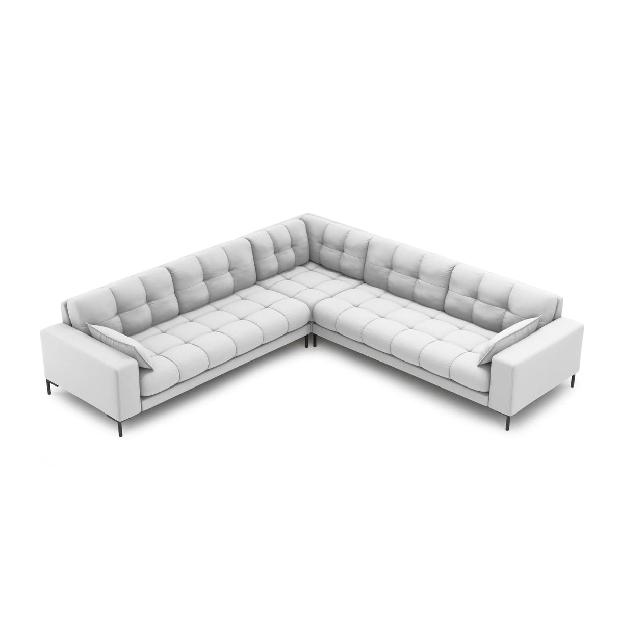 Mamaia 5-Sitzer Ecksofa symmetrisch, Metallbeine Schwarz, mit Bezug aus Strukturierter Stoff (Nev80) in Hellgrau, 256x256 cm – Bild 3