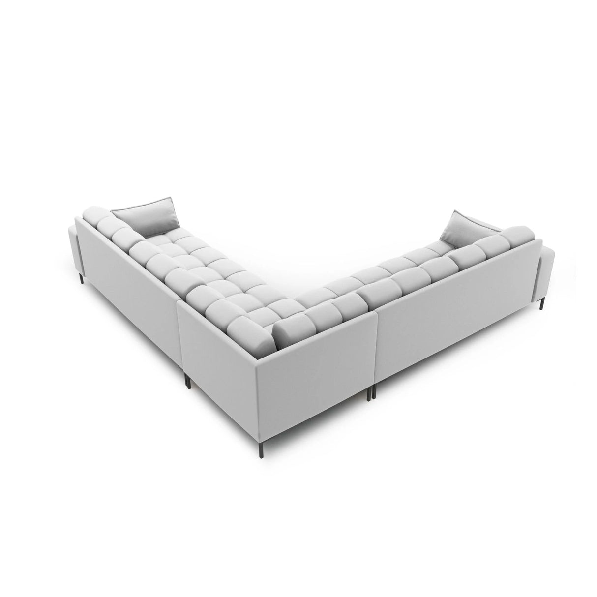 Mamaia 5-Sitzer Ecksofa symmetrisch, Metallbeine Schwarz, mit Bezug aus Strukturierter Stoff (Nev80) in Hellgrau, 256x256 cm – Bild 4