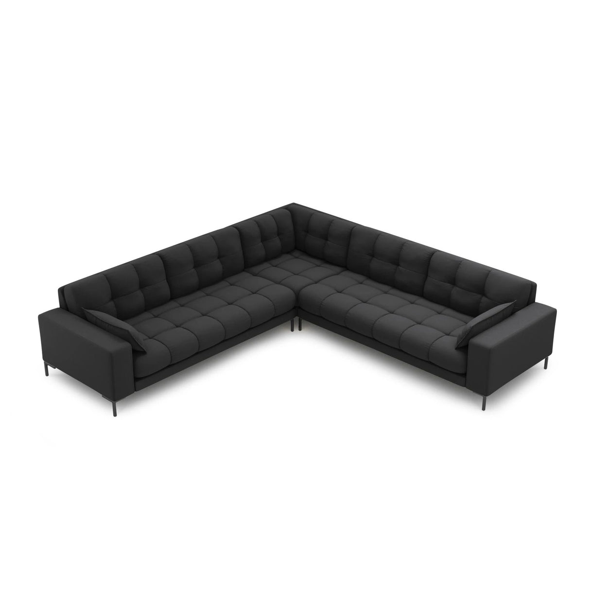 Mamaia 5-Sitzer Ecksofa symmetrisch, Metallbeine Schwarz, mit Bezug aus Strukturierter Stoff (Nev97) in Dunkelgrau, 256x256 cm – Bild 3