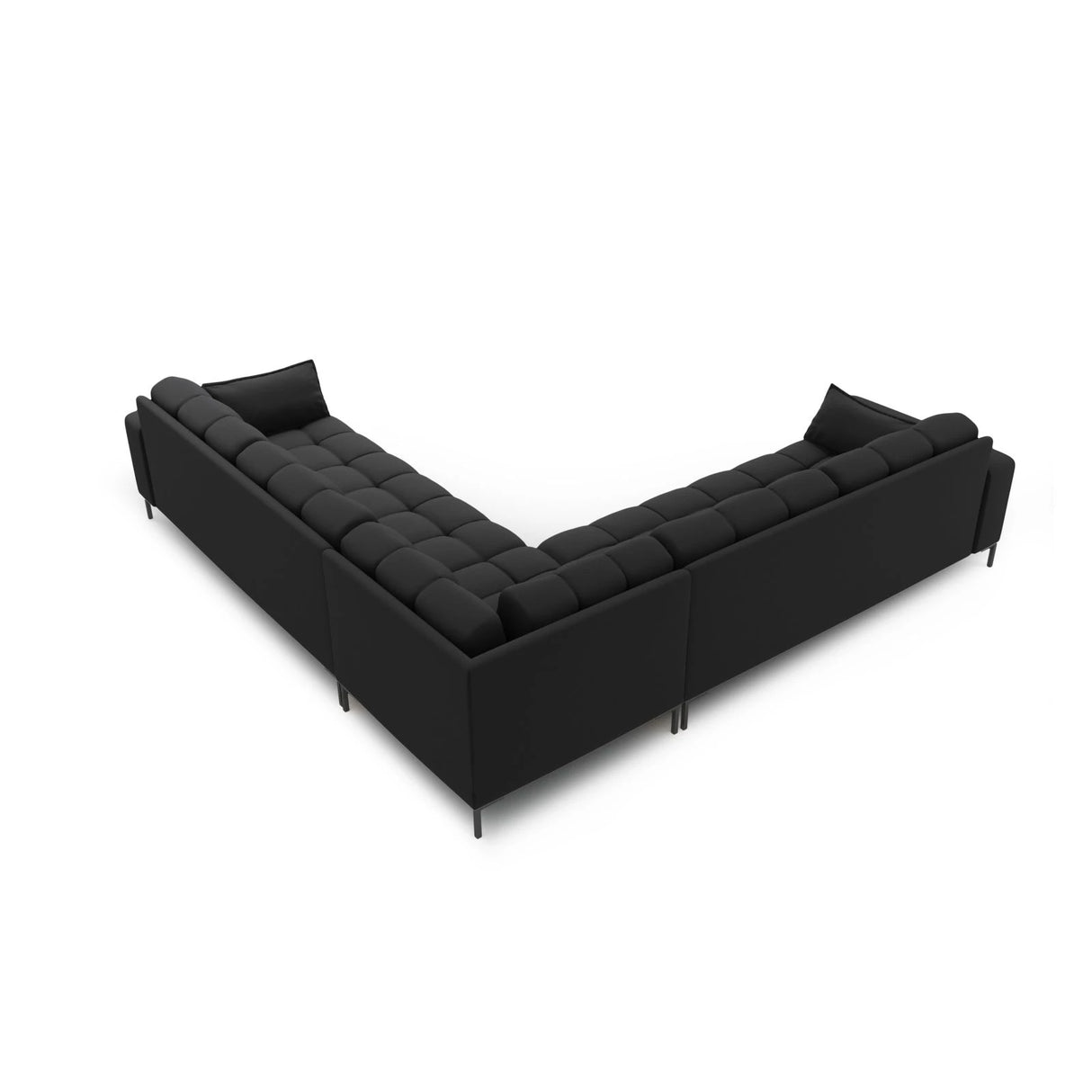 Mamaia 5-Sitzer Ecksofa symmetrisch, Metallbeine Schwarz, mit Bezug aus Strukturierter Stoff (Nev97) in Dunkelgrau, 256x256 cm – Bild 4