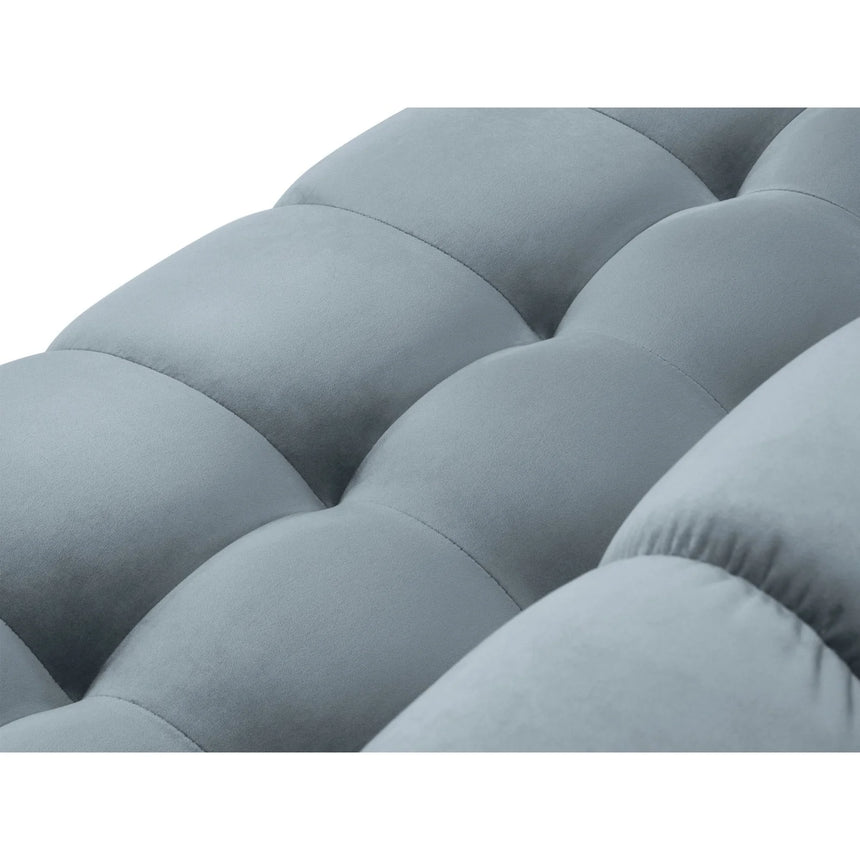 Mamaia 6-Sitzer Panorama-Sofa symmetrisch, Metallbeine Schwarz, mit Bezug aus Samt (Blu06) in Hellblau, 383x185 cm – Bild 7