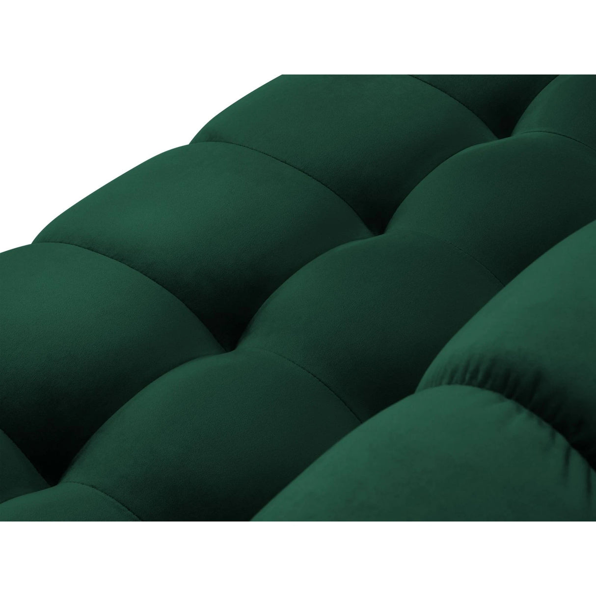 Mamaia 7-Sitzer Panorama-Ecksofa, Linke Seite, Beine Goldmetall, mit Bezug aus Samt (Blu78) in Flaschengrün, 327x256 cm – Bild 6