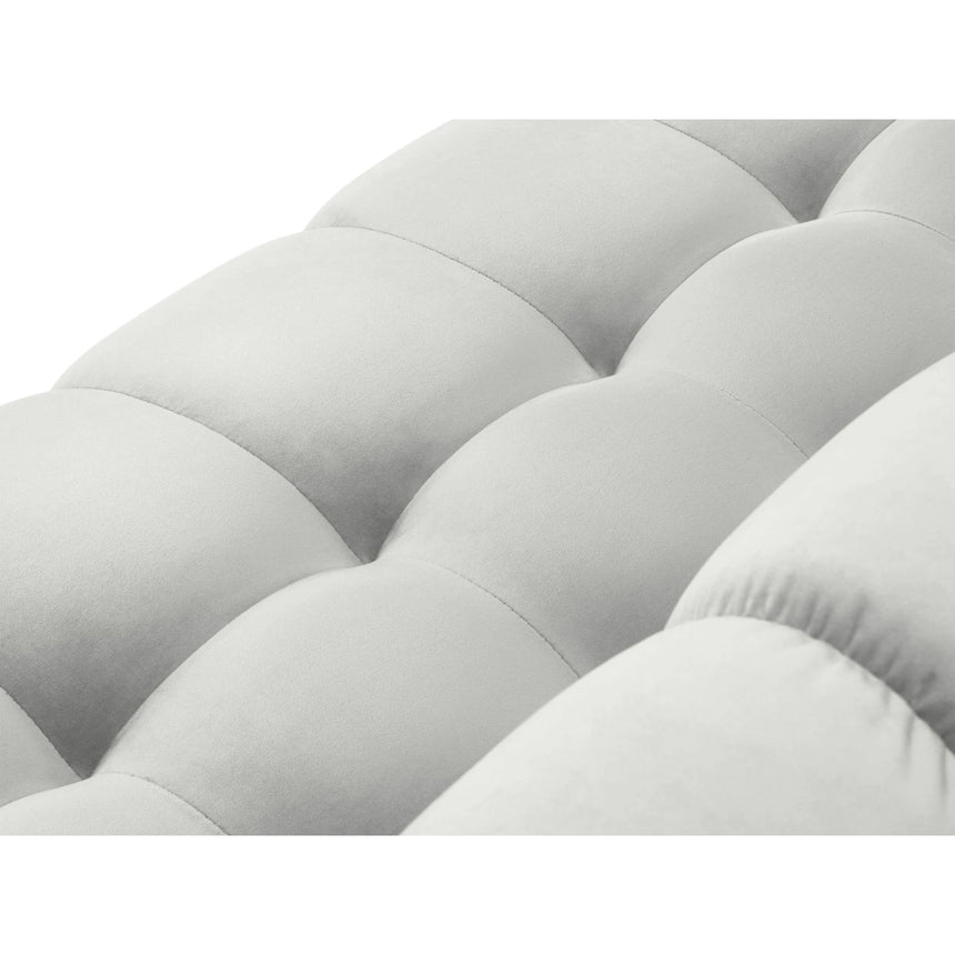 Mamaia 7-Sitzer Panorama-Ecksofa, Linke Seite, Metallbeine Schwarz, mit Bezug aus Samt (Blu03) in Silber, 327x256 cm – Bild 6