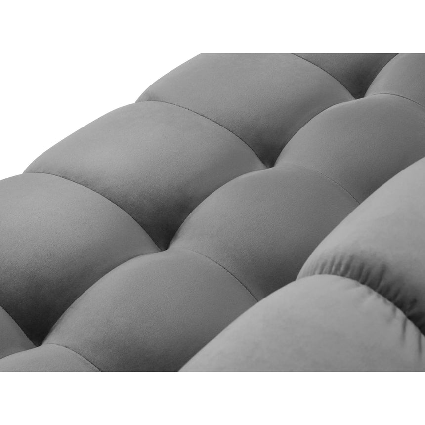 Mamaia 7-Sitzer Panorama-Ecksofa, Linke Seite, Metallbeine Schwarz, mit Bezug aus Samt (Blu13) in Hellgrau, 327x256 cm – Bild 6