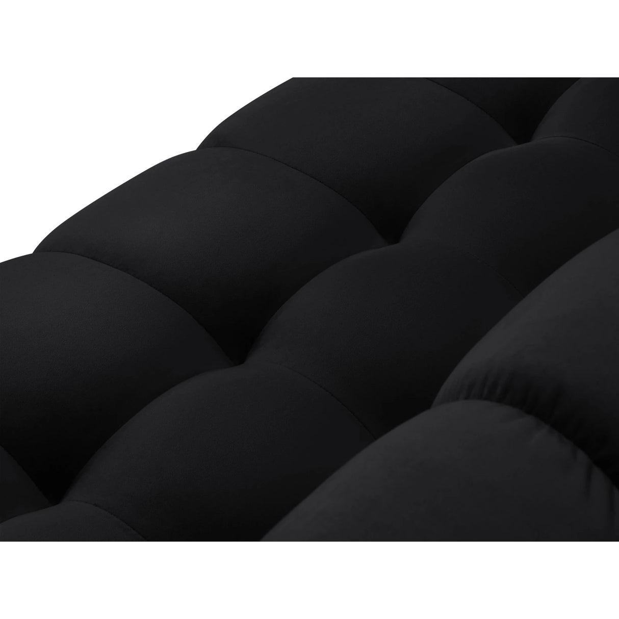 Mamaia 7-Sitzer Panorama-Ecksofa, Rechte Seite, Beine Goldmetall, mit Bezug aus Samt (Blu19) in Schwarz, 327x256 cm – Bild 6