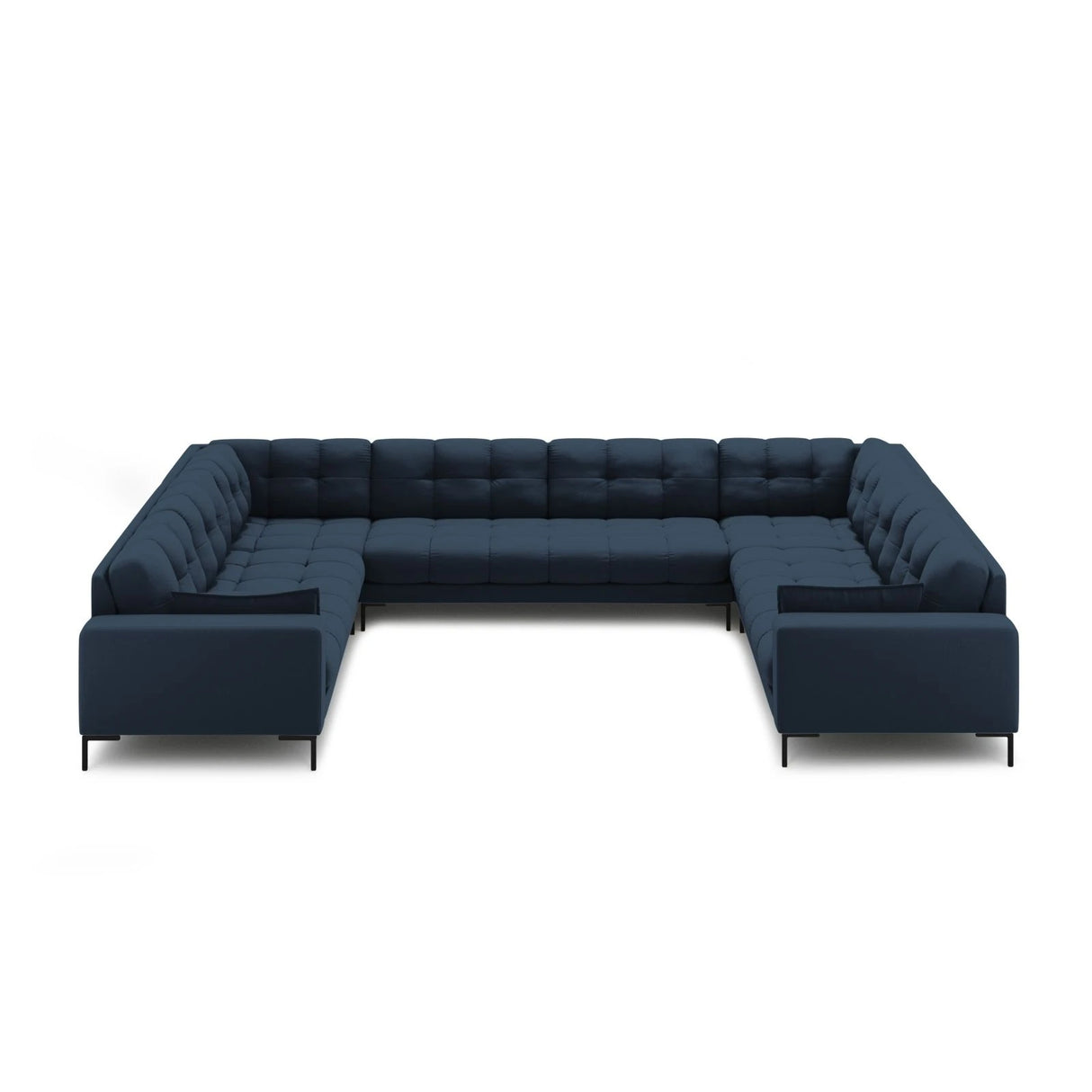 Mamaia 9-Sitzer Panorama-Sofa symmetrisch, Metallbeine Schwarz, mit Bezug aus Strukturierter Stoff (Nev77) in Blau, 337x256 cm – Bild 3