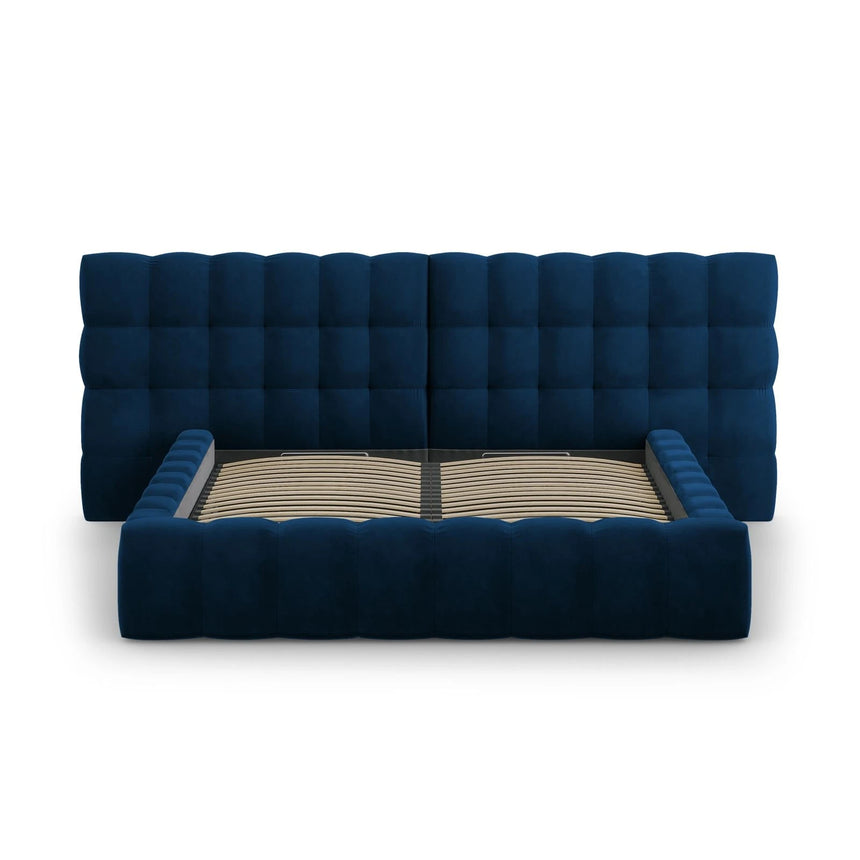 Mamaia Bett mit Stauraum und Doppelkopfteil in Samt (Blu86) in Königsblau, 200x200 cm – Bild 5